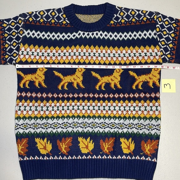 NEW Golden Autumn Sweater - Fall Golden Retriever Fair Isle Knit - KJP Blue - Picture 6 of 8